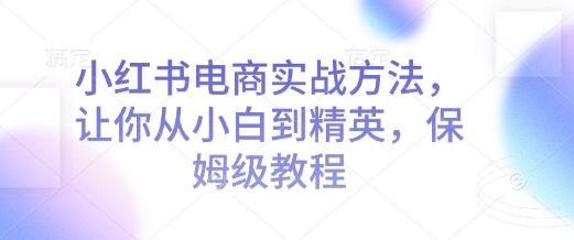 小红书电商实战方法，让你从小白到精英，保姆级教程-中创网-创业项目大全