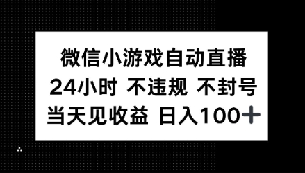 微信小程序全自动直播间，24h直播间不违规 防封号，当日见盈利 日入100-中创网-创业项目大全