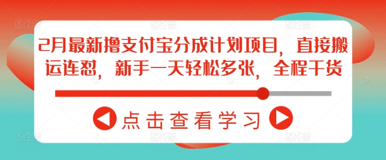 2月全新撸支付宝钱包分为计划项目，立即运送连怼，初学者一天轻轻松松好几张，全过程干货知识-中创网-创业项目大全