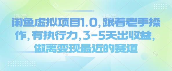 闲鱼平台虚拟资源项目1.0，跟随高手实际操作，有执行能力，3-5天出盈利，做离转现近期的赛道-中创网-创业项目大全