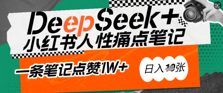 AI创变小红书爆款秘笈：用DeepSeek轻轻松松抓人的本性困扰，新手也能写关注点赞过万的吸钱手记，日入好几张-中创网-创业项目大全