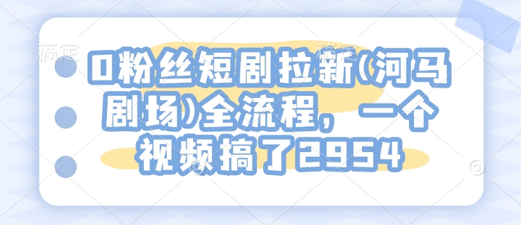 0粉丝们短剧剧本引流(小河马剧院)全过程，一个视频做了2954-中创网-创业项目大全