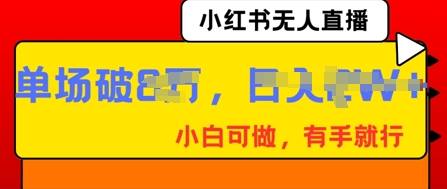 小红书无人直播，纯小白可做，有手就行，单场直播销售额破8w-中创网-创业项目大全