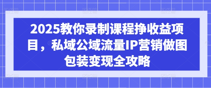 2025教大家录制课程挣盈利新项目，公域公域流量IP营销推广作图外包装转现攻略大全-中创网-创业项目大全
