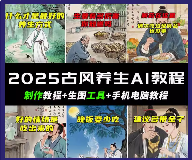 抖音视频AI唯美古风健康养生视频教学日入五张 轻轻松松增粉 10W-中创网-创业项目大全
