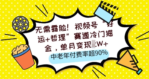 不用漏脸，微信视频号“好运气 人生哲理”跑道小众掘金队，单月转现2W ，中老年人付费率超90%-中创网_专注互联网创业,项目资源整合-中创网-创业项目大全