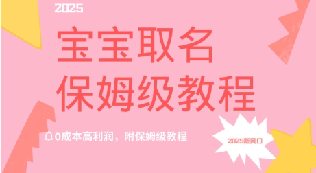 2025新风口项目宝宝取名，0成本高利润，附保姆级教程-中创网_专注互联网创业,项目资源整合-中创网-创业项目大全