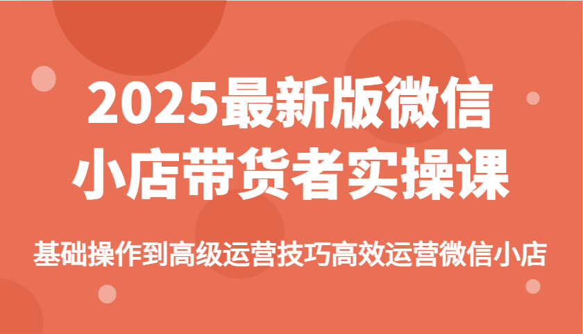 2025最新版微信小商店卖货者实操课，基本操作到高级运营方法高效管理微小店-中创网-创业项目大全
