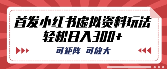 首发小红书虚拟资料玩法，可矩阵，可放大，轻松日入3张-中创网-创业项目大全