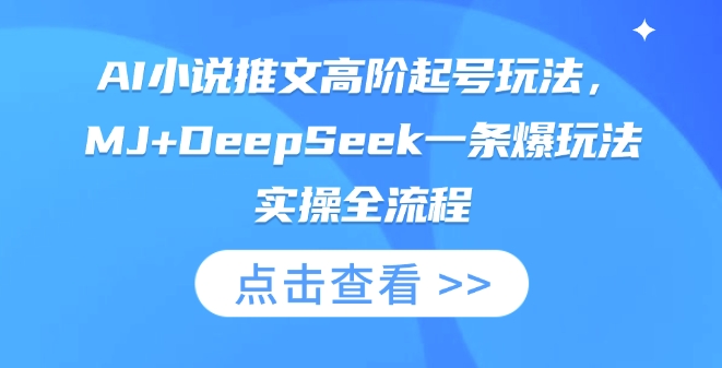 AI小说推文高阶起号玩法，MJ+DeepSeek一条爆玩法实操全流程-中创网-创业项目大全