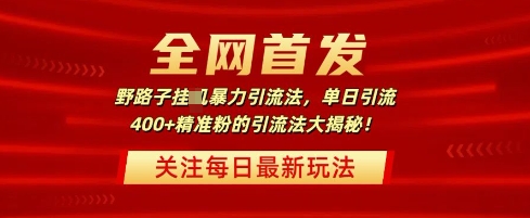 独家首发，歪门邪道暴力行为引流法，单日引流方法400 精准粉的引流法大曝光-中创网_专注互联网创业,项目资源整合-中创网-创业项目大全
