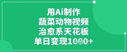 用Ai制作蔬菜动物视频，治愈系天花板，单日变现1k-中创网-创业项目大全