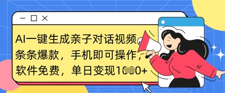 AI一键生成亲子对话视频，条条爆款，一部手机即可操作，单日变现数张-中创网-创业项目大全