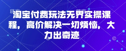 淘宝付费玩法无界实操课程，高价解决一切烦恼，大力出奇迹-中创网-创业项目大全