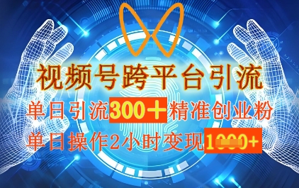 视频号跨平台引流，单日操作2小时，单日引流300+精准创业粉，单日变现数张-中创网-创业项目大全