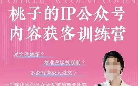 桃子IP公众号内容获客训练营(第3期)，一门让你公众号从0到商业闭环的课程-中创网-创业项目大全