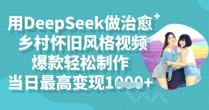 用DeepSeek做治愈乡村怀旧风格视频，爆款轻松制作，当日最高变现多张-中创网-创业项目大全
