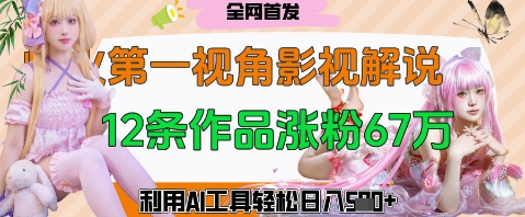 爆火第一人称视角影视解说，12条作品涨粉67W，巧用AI工具，轻松日入几张-中创网-创业项目大全