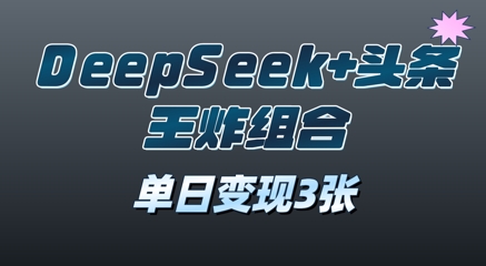 2025年DeepSeek+头条王炸组合，单日变现3张-中创网-创业项目大全