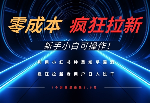 利用小红书种草知乎漏洞，零成本疯狂拉新日入数张，新手小白可操作-中创网-创业项目大全