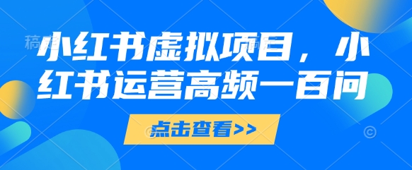 小红书虚拟项目，小红书运营高频一百问【文档】-中创网-创业项目大全