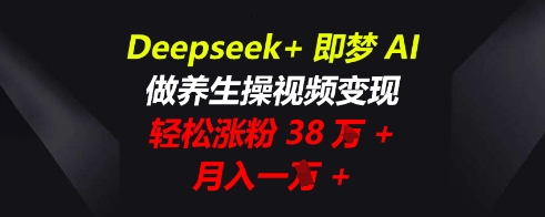 Deepseek+即梦AI，做养生操视频变现，轻松涨粉38W+，月入一W+-中创网-创业项目大全