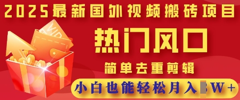 2025最新视频搬砖项目，热门风口，简单去重剪辑，小白也能轻松月入过W-中创网-创业项目大全