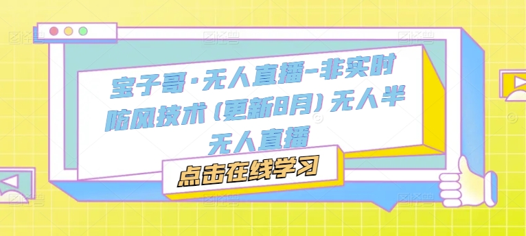 宝子哥·无人直播-非实时防风技术(更新25年5月)无人半无人直播-中创网-创业项目大全