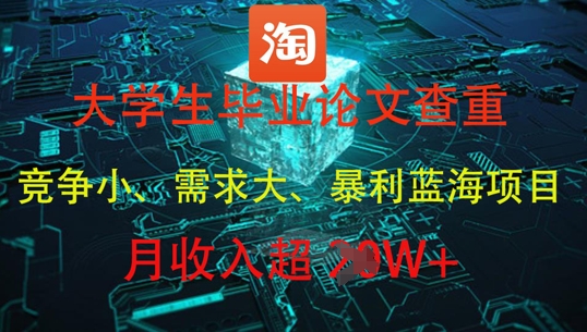 大学生毕业论文查重，暴利蓝海项目，月收入过1W+-中创网-创业项目大全