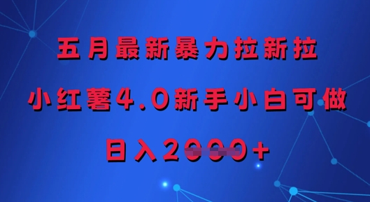 五月最新暴力拉新拉，小红薯4.0新手小白可做，日入多张-中创网-创业项目大全