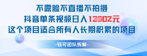 不露脸不直播不拍摄抖音单条视频日入1k+这个项目适合所有人长期积累的项目-中创网-创业项目大全