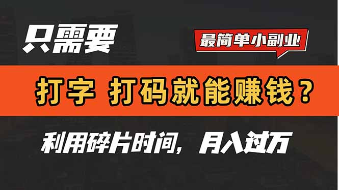 （14673期）只需要打字，打码，就能赚钱？简单的赚钱小副业，利用碎片时间，月入过万-中创网-创业项目大全