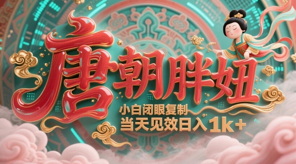 用AI克隆“唐朝胖妞”日更3条，平台疯狂推流，小白闭眼复制，当天见效，日入1k+-中创网-创业项目大全