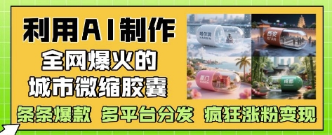 利用AI制作全网爆火的城市微缩胶囊，条条爆款， 多平台分发，疯狂涨粉变现-中创网-创业项目大全