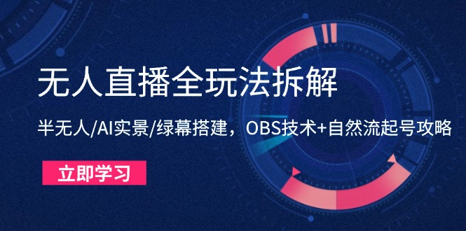 （14684期）无人直播全玩法拆解：半无人/AI实景/绿幕搭建，OBS技术+自然流起号攻略-中创网-创业项目大全