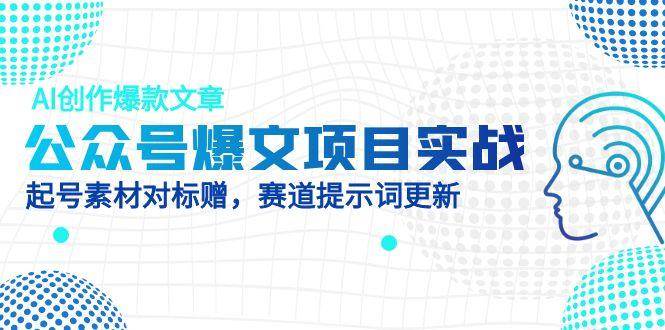 公众号爆文项目实战，AI创作爆款文章，起号素材对标赠（附赛道AI提示词）-中创网-创业项目大全